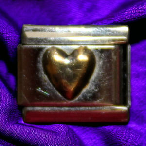 Gold Heart Italian Stretch Charm 18k Gold and Stainless Steel JAD